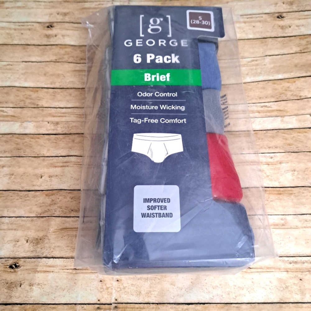 George Men's Briefs 6 Pack - Black, Gray, Red S(28 - 30)